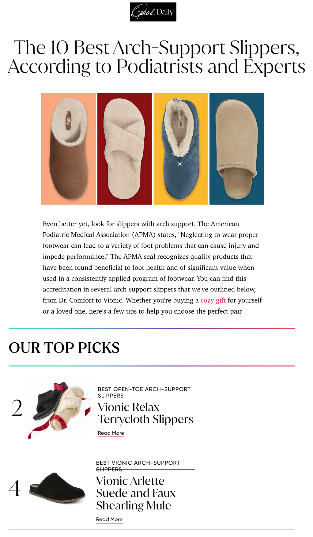The 10 Best Arch Support Slippers According To Podiatrists And Experts Vionic In The News 0117